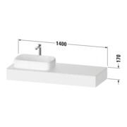 Duravit Console Qatego 140x55x17 cm, blanc mat, 1 découpe, lavabo gauche-3