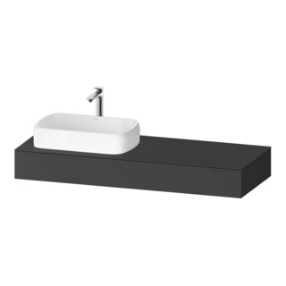 Duravit Console Qatego 140x55x17 cm, gris mat, 1 découpe, lavabo gauche