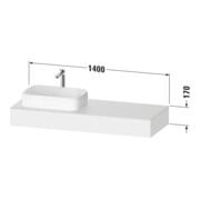 Duravit Console Qatego 140x55x17 cm, T mat, 1 découpe, évier gauche-3