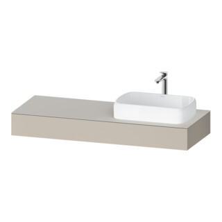 Duravit Console Qatego 140x55x17 cm, taupe mat, 1 découpe, lavabo droite