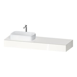 Duravit Console Qatego 160x55x17 cm, blanc brillant, 1 découpe, lavabo gauche