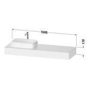 Duravit Console Qatego 160x55x17 cm, blanc mat, 1 découpe, évier gauche-3