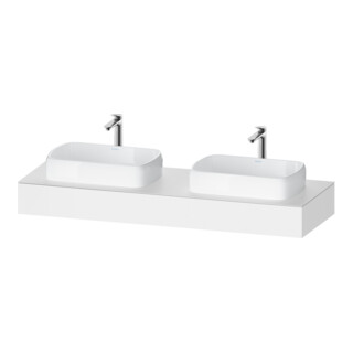 Duravit Console Qatego 160x55x17 cm, blanc mat, 2 trous, lavabo double face