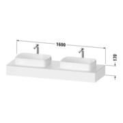 Duravit Console Qatego 160x55x17 cm, blanc mat, 2 trous, lavabo double face-3