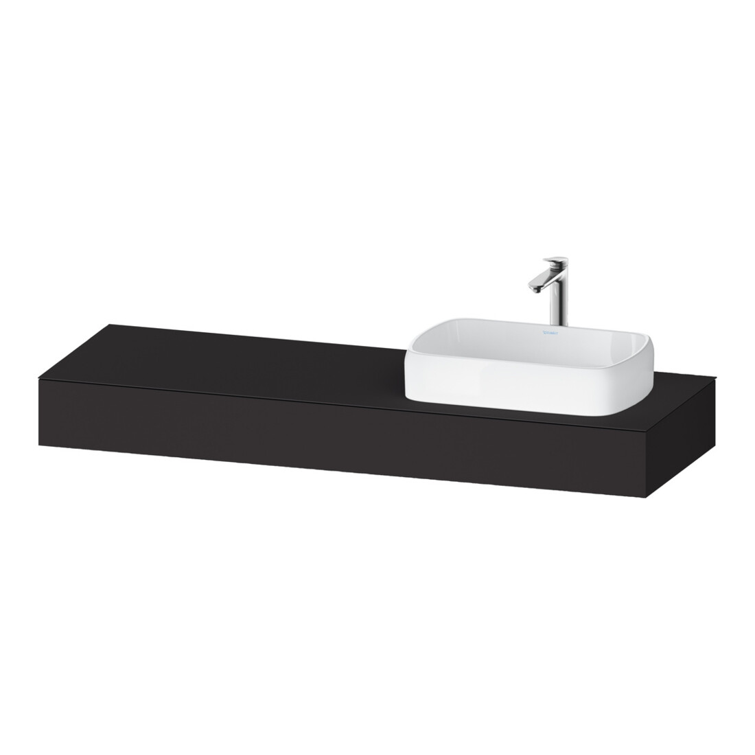 Duravit Console Qatego 160x55x17 cm, gris mat, 1 découpe, lavabo droite