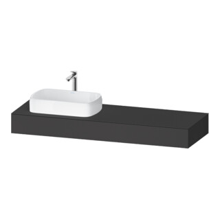 Duravit Console Qatego 160x55x17 cm, gris mat, 1 découpe, lavabo gauche