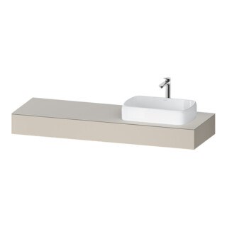 Duravit Console Qatego 160x55x17 cm, taupe mat, 1 découpe, lavabo à droite
