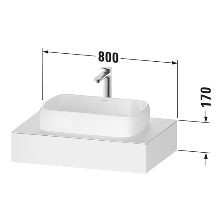 Duravit Console Qatego 80x55x17 cm, blanc mat, 1 découpe