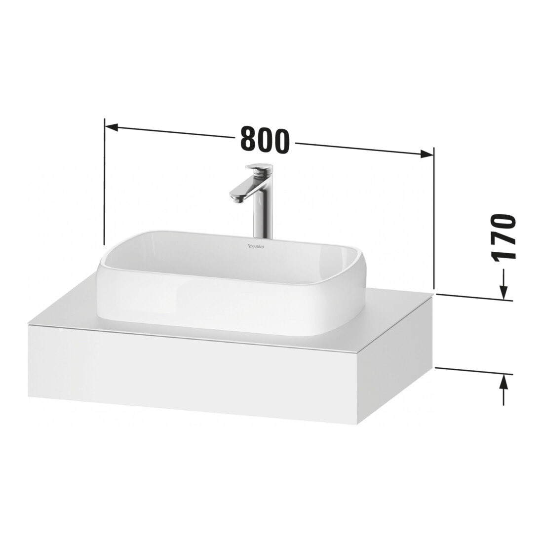 Duravit Console Qatego 80x55x17 cm, graphite mat, 1 découpe