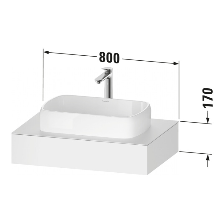 Duravit Console Qatego 80x55x17 cm, graphite mat, 1 découpe