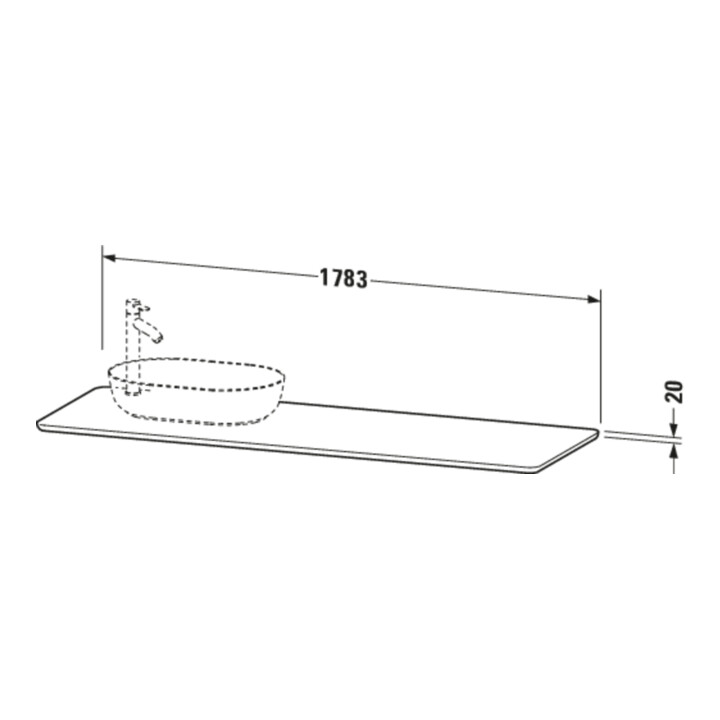 Duravit Console vasque Luv 178,3x59,5x2 cm, quartz, 1 AS, R, g St