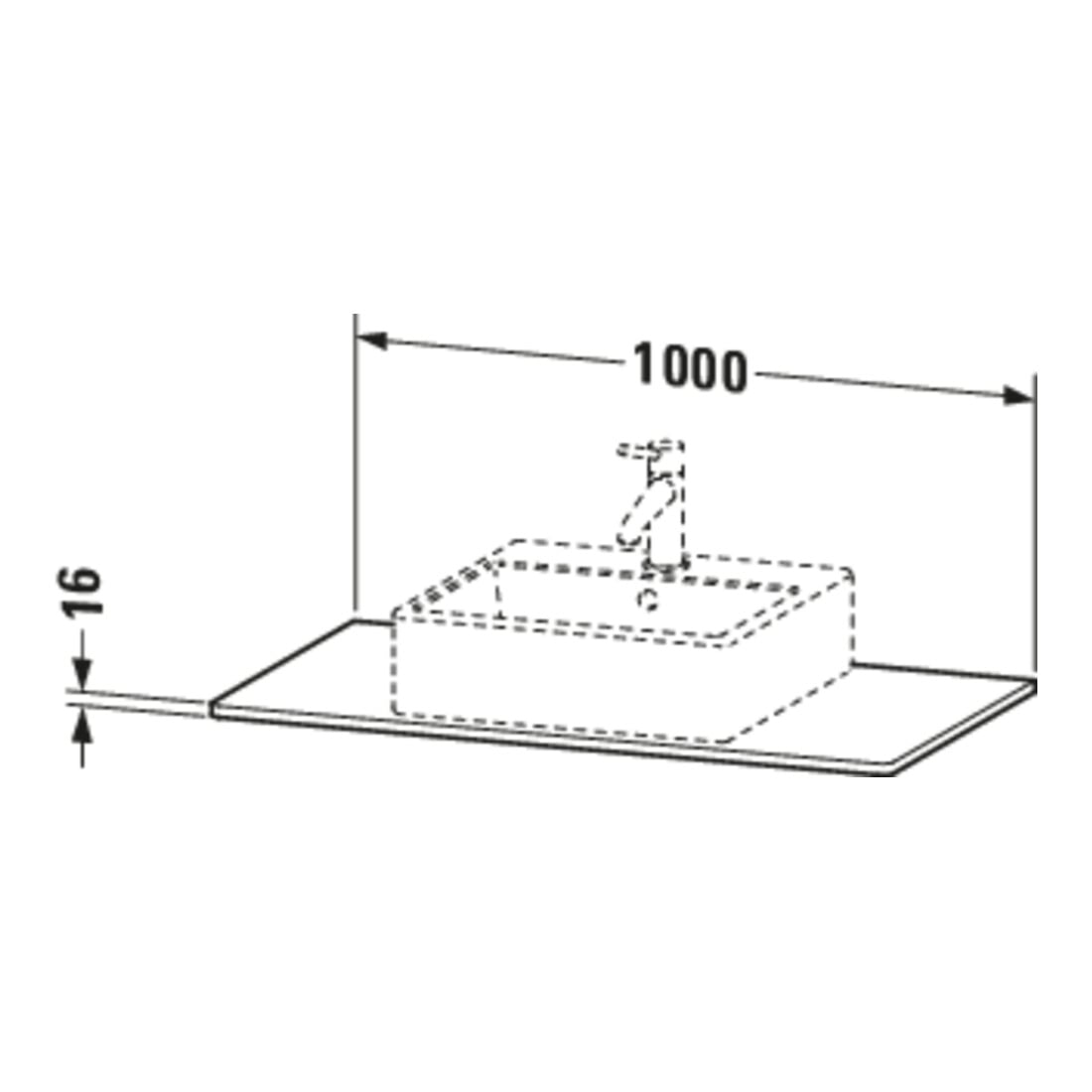 Duravit Console XSquare 100x55 cm, béton mat, avec 1 découpe