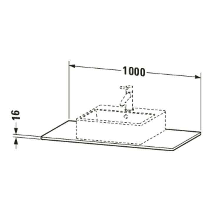 Duravit Console XSquare 100x55 cm, blanc mat, avec 1 découpe