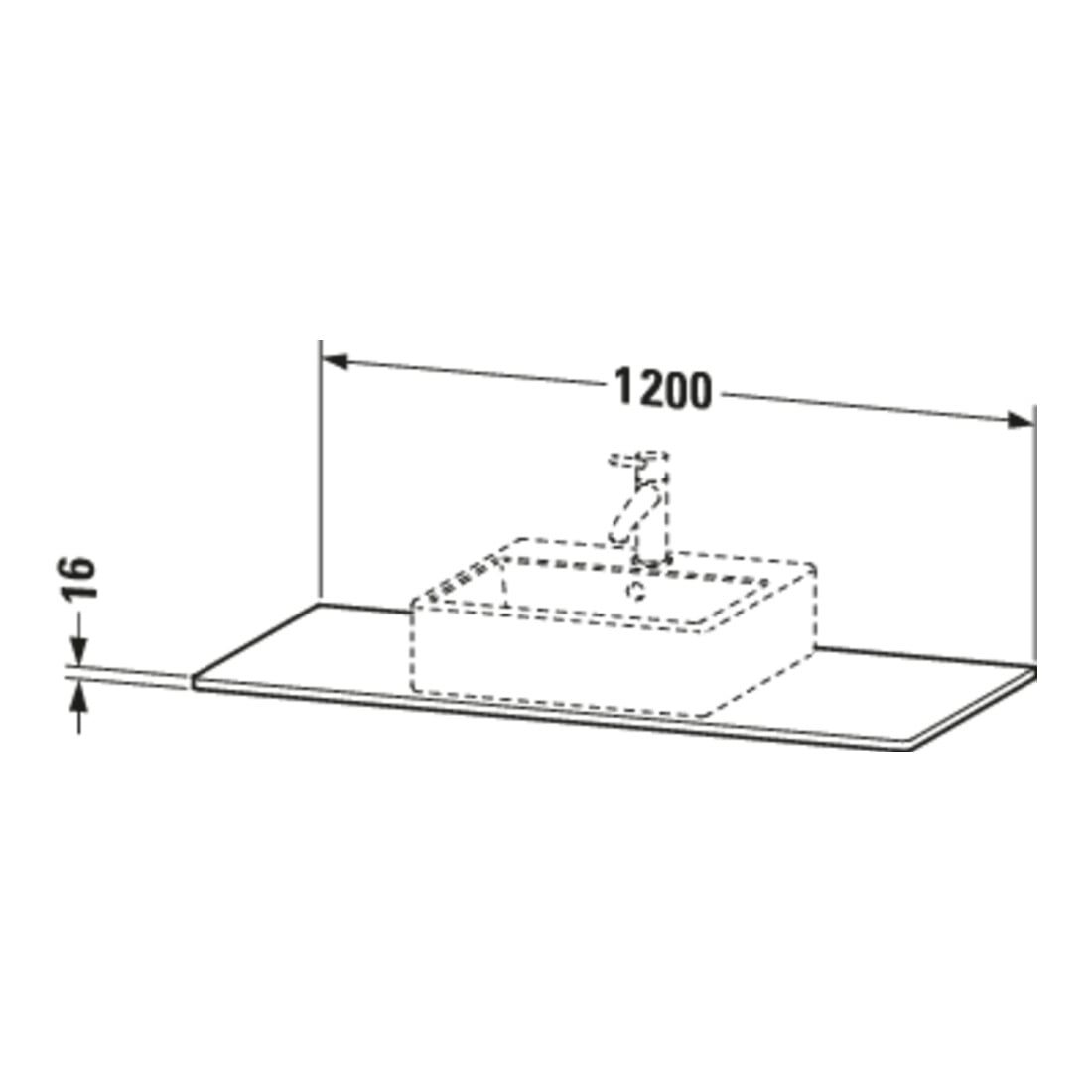 Duravit Console XSquare 120x55 cm, basalte mat, avec 1 découpe