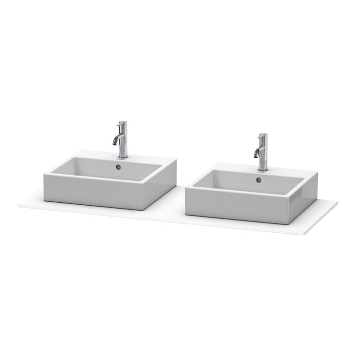 Duravit Console XSquare 140x55 cm, blanc mat, 2 sorties, lavabo double face