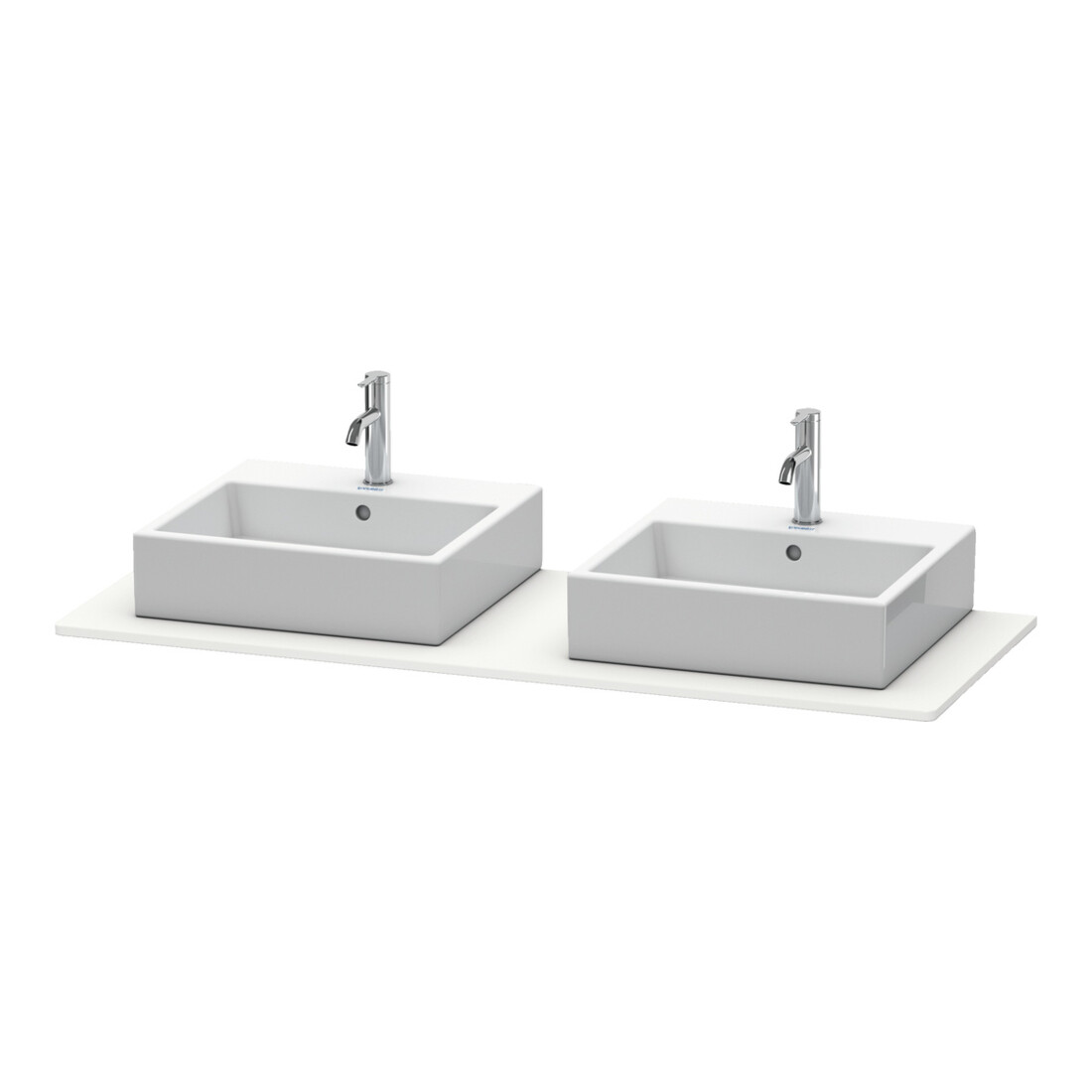 Duravit Console XSquare 140x55 cm, blanc mat, 2 sorties, lavabo double face