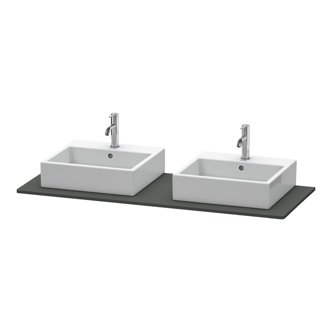 Duravit Console XSquare 140x55 cm, gris mat, 2 trous, lavabo double face