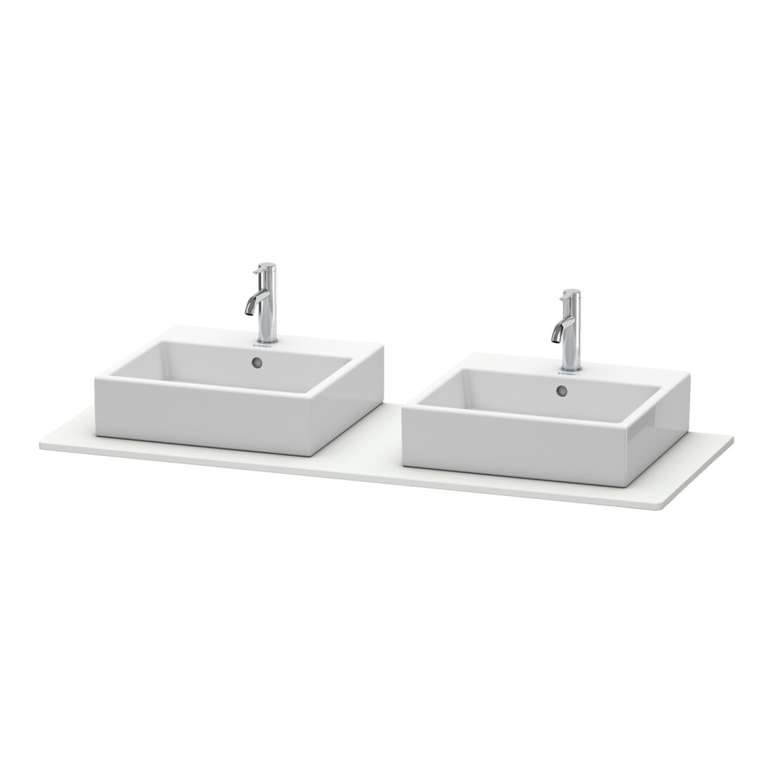 Duravit Console XSquare 140x55 cm, sans trou, 2 sorties, lavabo double face