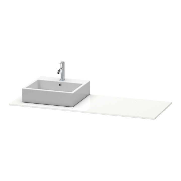 Duravit Console XSquare 140x55x1,6 cm, avec 1 trou, découpe gauche, blanc brillant
