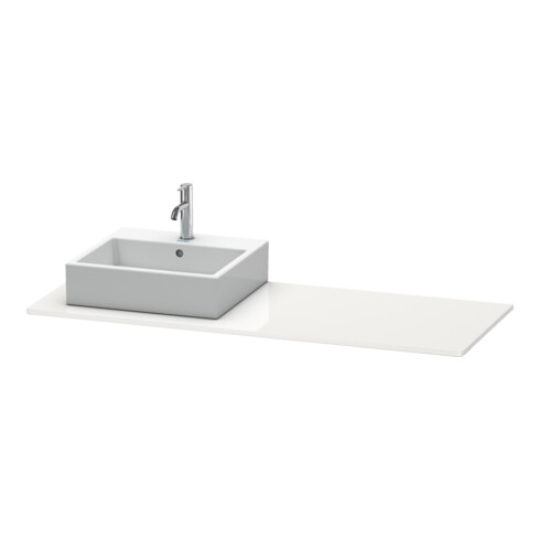 Duravit Console XSquare 140x55x1,6 cm, avec 1 trou, découpe gauche, blanc brillant