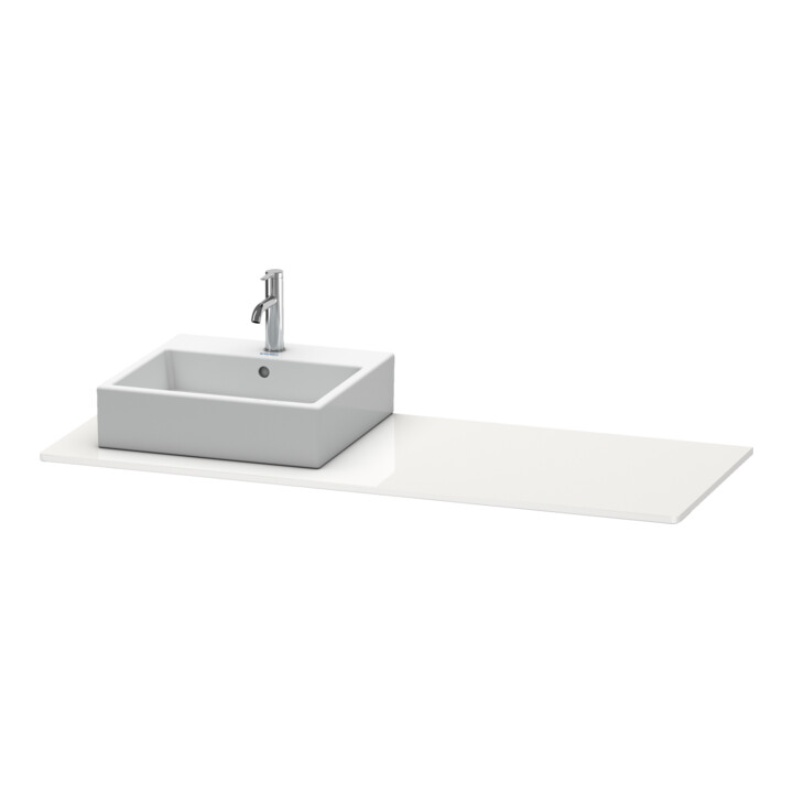 Duravit Console XSquare 140x55x1,6 cm, avec 1 trou, découpe gauche, blanc brillant