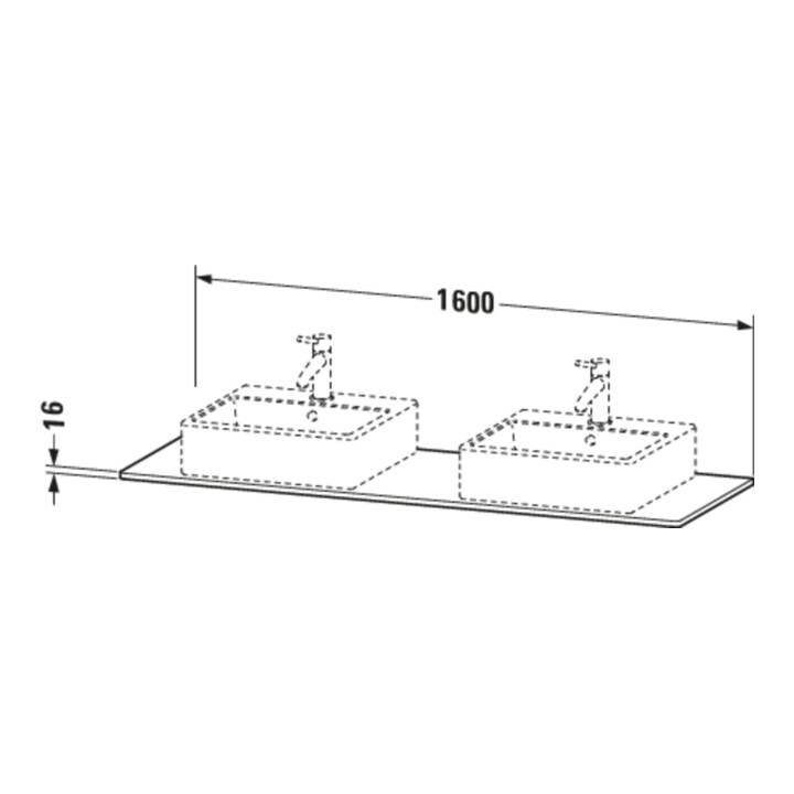Duravit Console XSquare 160x55 cm, blanc mat, 2 sorties, lavabo double face