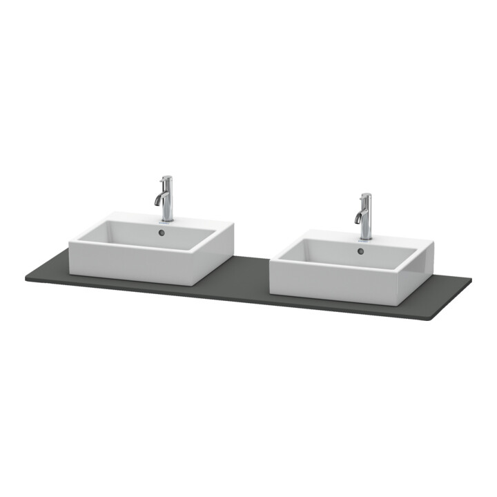 Duravit Console XSquare 160x55 cm, gris mat, 2 sorties, lavabo double face