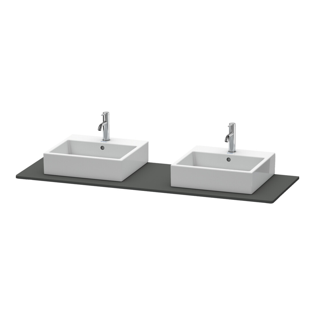 Duravit Console XSquare 160x55 cm, gris mat, 2 sorties, lavabo double face