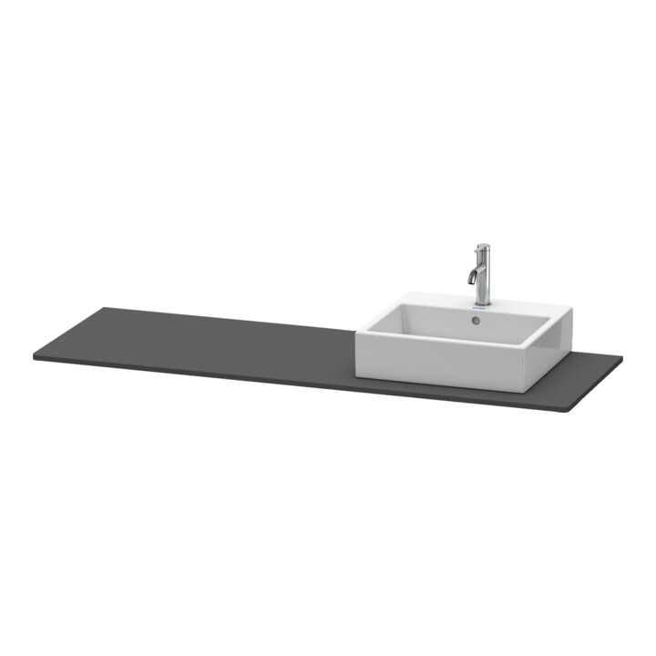 Duravit Console XSquare 160x55x1,6 cm, avec 1 AS, robinet droite, graphite mat