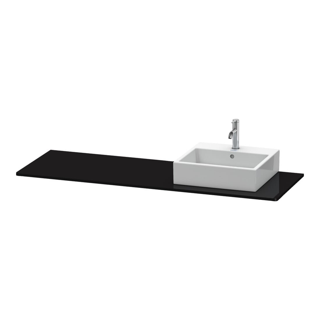 Duravit Console XSquare 160x55x1,6 cm, avec 1 robinetterie, lavabo à droite, noir brillant