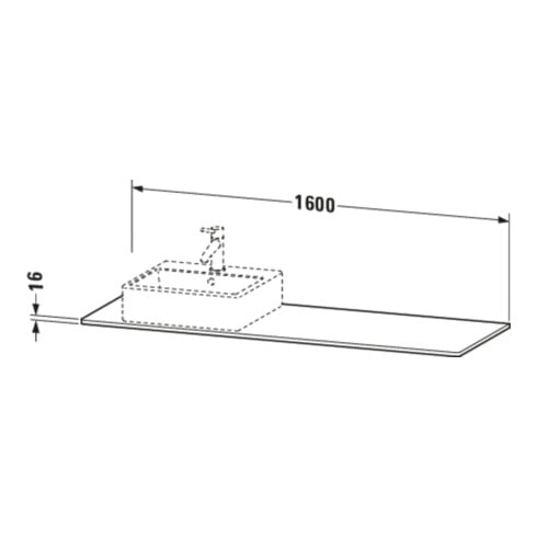 Duravit Console XSquare 160x55x1,6 cm, avec 1 trou, blanc, noir mat