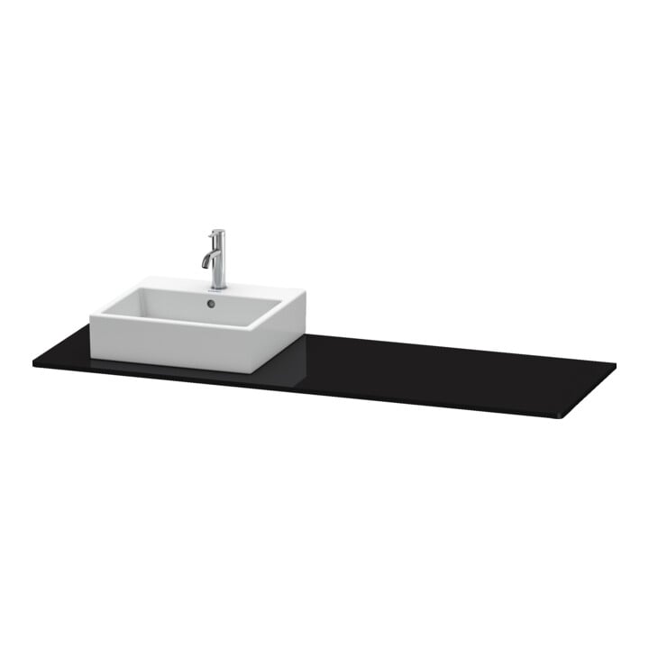 Duravit Console XSquare 160x55x1,6 cm, avec 1 trou, robinet gauche, noir brillant