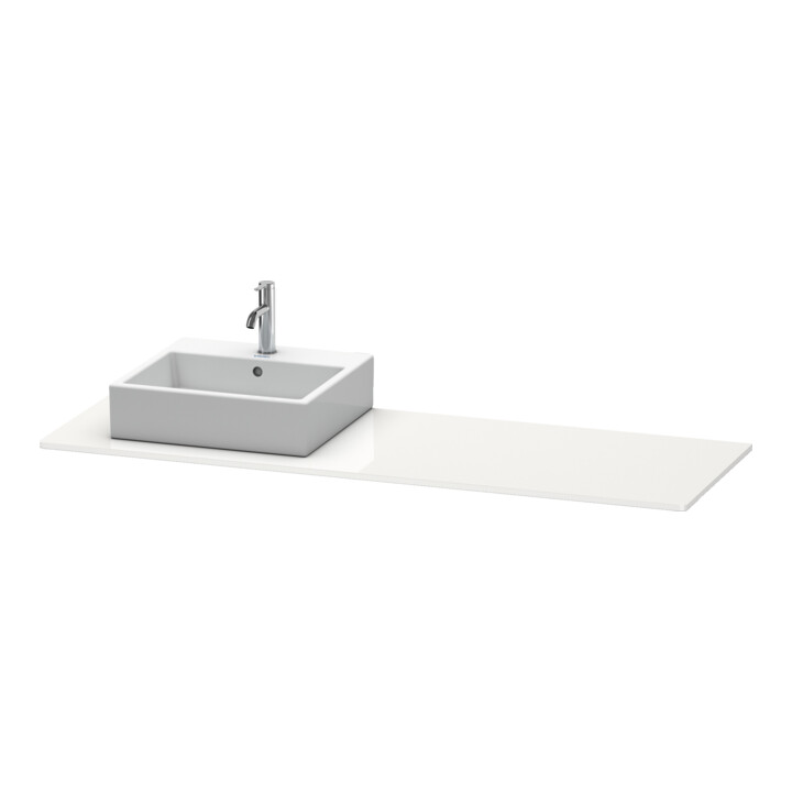 Duravit Console XSquare 160x55x1,6 cm, avec 1 trou, robinetterie gauche, blanc brillant