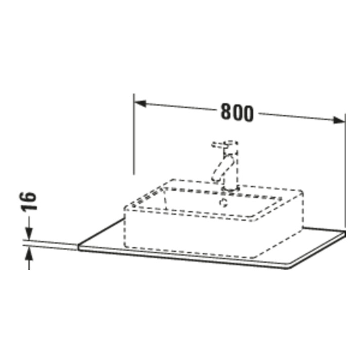 Duravit Console XSquare 80x55 cm, gris pierre mat, avec 1 découpe