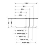 Duravit Consoles métal Happy D.2 97,3x49,1cm, f 231810, renforcée +5cm, chromée-5