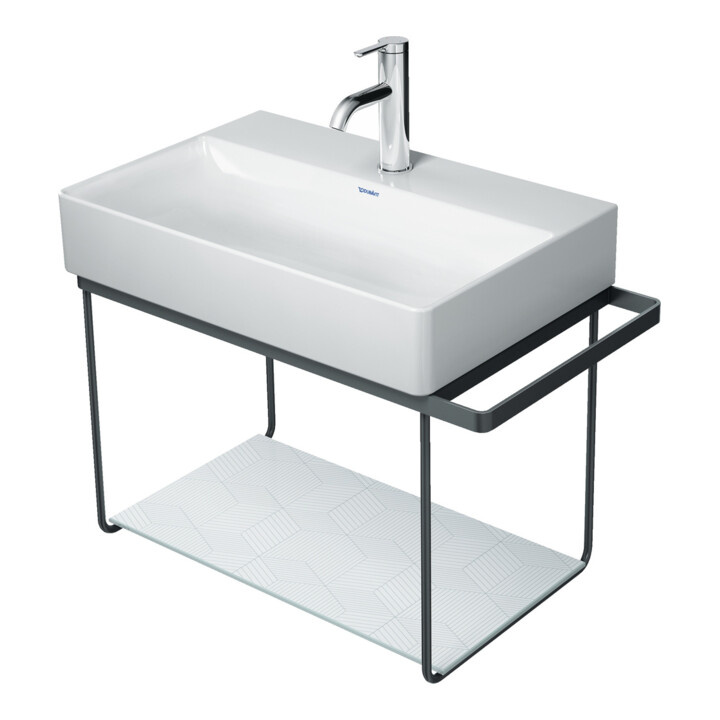 Duravit Consoles métalliques DuraSquare 66,5x38cm, suspendue murale, noir mat