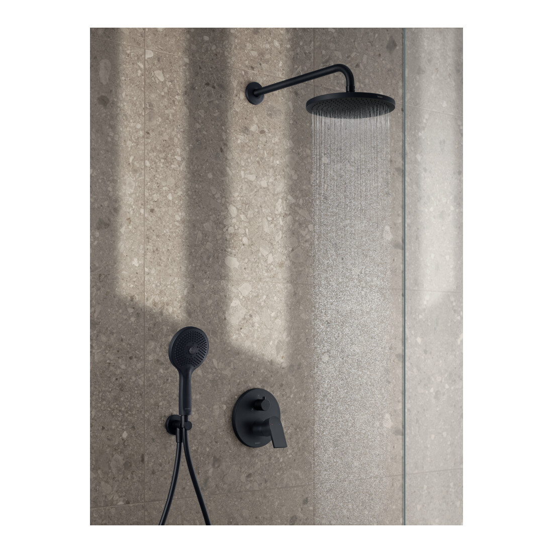 Duravit Coude mural DN 15, avec robinet de douche, rosace ronde, noir mat
