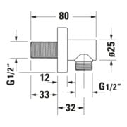 Duravit Coude mural DN 15, sans douchette, rosace carrée, chromé-2