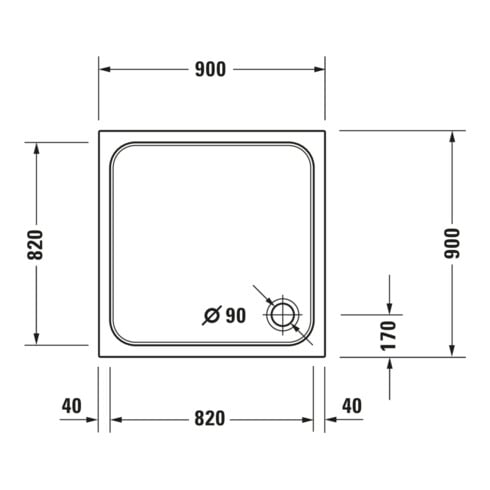 Duravit D-Code Carré Receveur de douche 90x90x8,5 cm, antidérapant, blanc