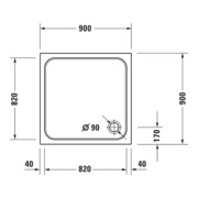 Duravit D-Code Carré Receveur de douche 90x90x8,5 cm, antidérapant, blanc-2