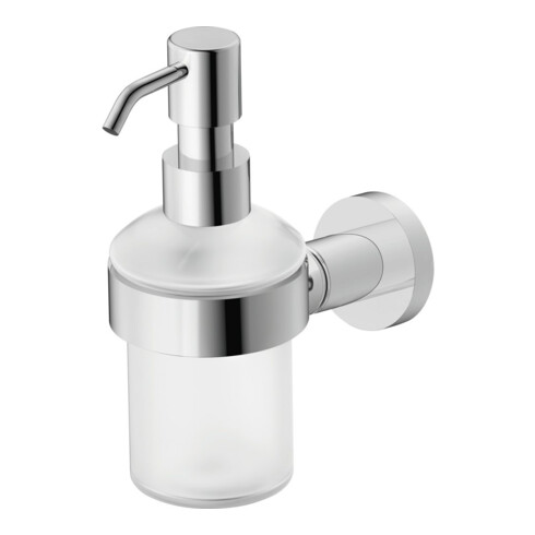 Duravit D-Code Distributeur de savon chrome, 6,9x14,5 cm, verre blanc mat