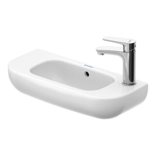 Duravit D-Code Lavabo à main 50x22 cm, avec trop-plein et trou robinet, blanc, trou robinet à gauche