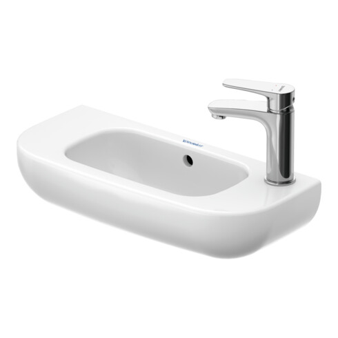 Duravit D-Code Lavabo à main 50x22 cm, avec trop-plein et trou robinet, blanc, trou robinet à gauche