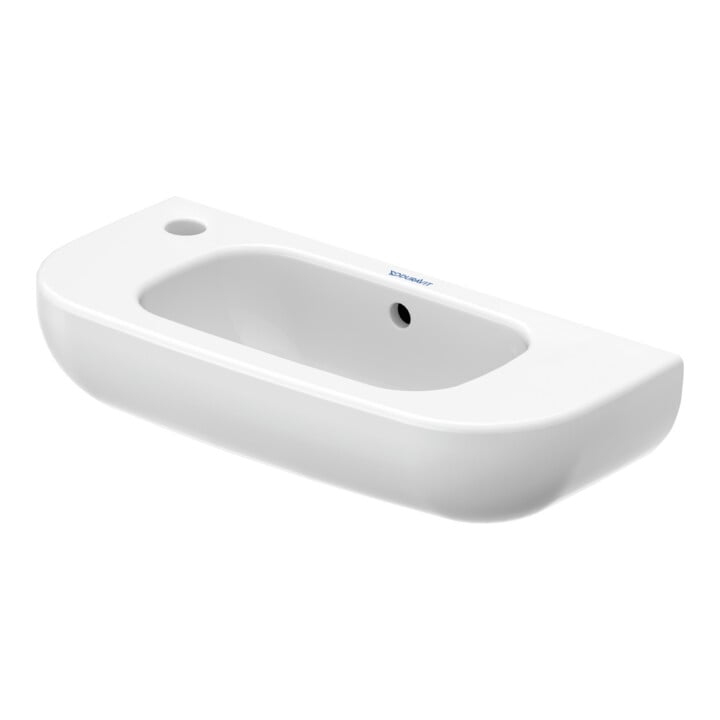 Duravit D-Code Lavabo à main 50x22 cm, avec trop-plein et trou robinet, blanc, trou robinet à gauche