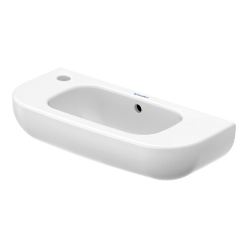 Duravit D-Code Lavabo à main 50x22 cm, avec trop-plein et trou robinet, blanc, trou robinet à gauche