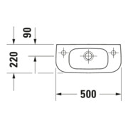 Duravit D-Code Lavabo à main 50x22 cm, avec trop-plein et trou robinet, blanc, trou robinet à gauche-4