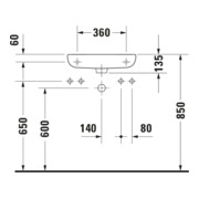 Duravit D-Code Lavabo à main 50x22 cm, avec trop-plein et trou robinet, blanc, trou robinet à gauche-5