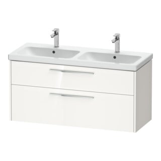 Duravit D-Code Meuble sous lavabo 118,4x55,5x46 cm, 2 tiroirs, blanc brillant, chrome