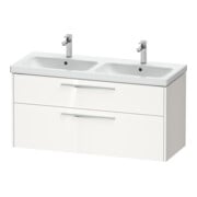 Duravit D-Code Meuble sous lavabo 118,4x55,5x46 cm, 2 tiroirs, blanc brillant, chrome