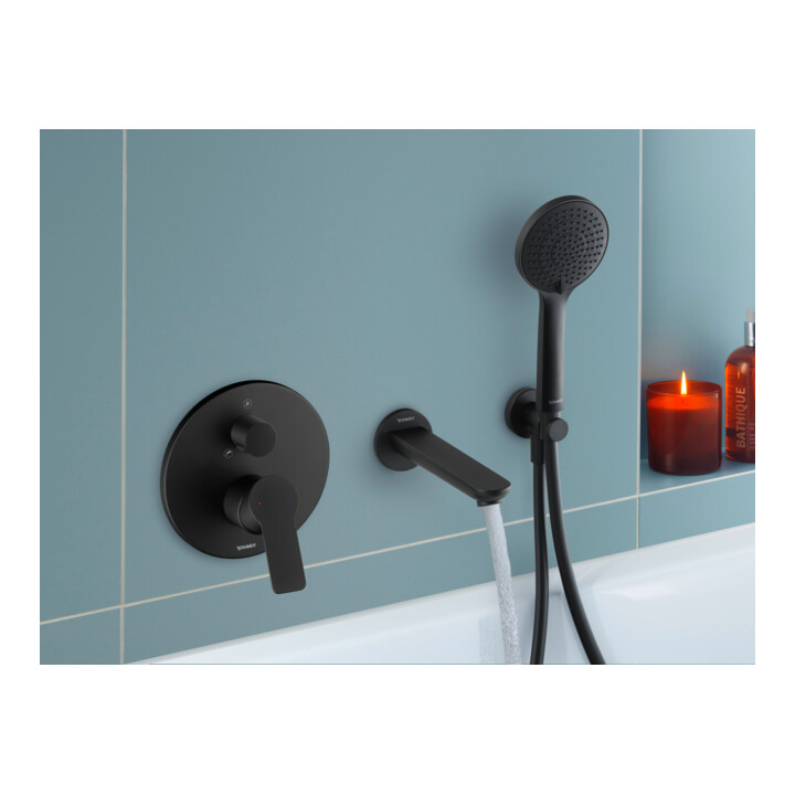 Duravit D-Code Mitigeur monocommande encastré pour baignoire, céramique, 22,5 l, noir mat